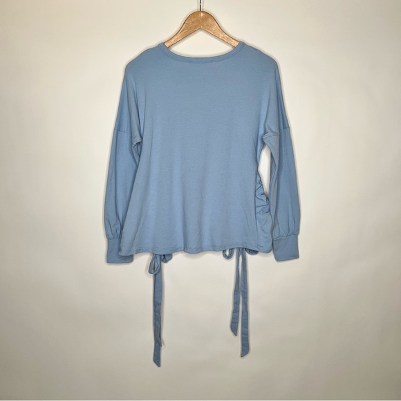 ANDRÉE BY UNIT VICTOR LONG SLEEVE TOP CREWNECK M/L DOUBLE SIDE SCRUNCH BABY BLUE - Picture 2 of 3